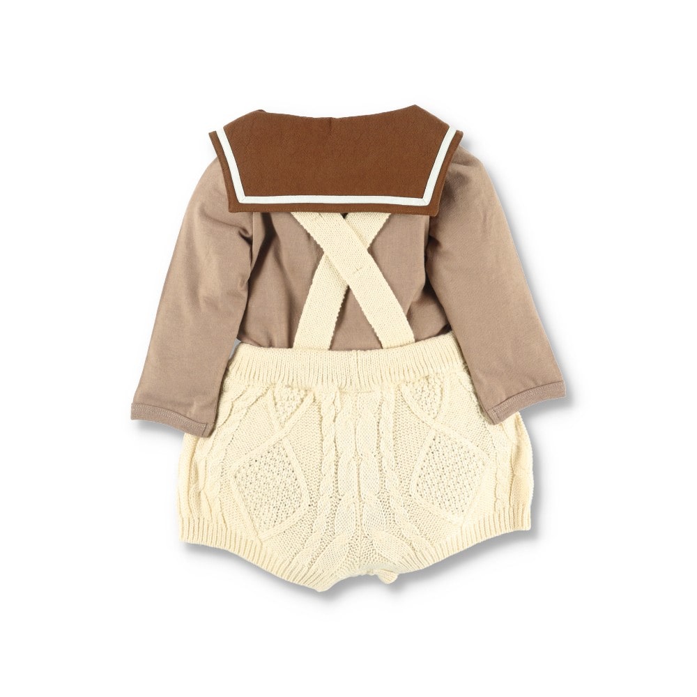 ベビー】サスペンダー付きニットブルマ+ボディスーツセット ｜子供服