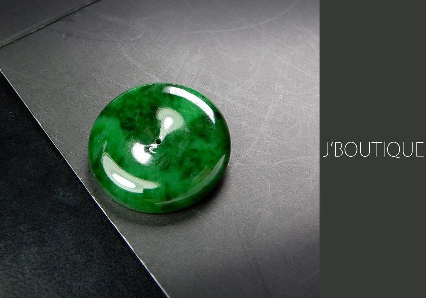 ミャンマー産天然無処理翡翠 ボタン 丸 ペンダント インテリア 手石 明