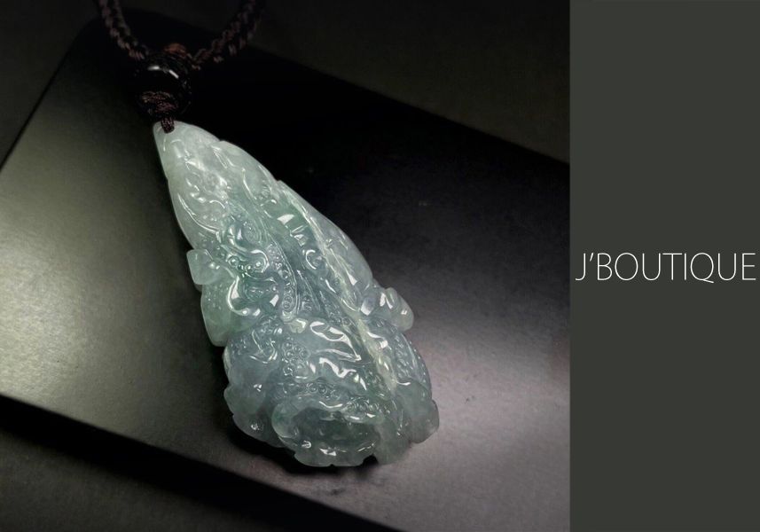 ミャンマー産天然無処理翡翠 白菜 吉祥 ペンダント オーナメント 手石