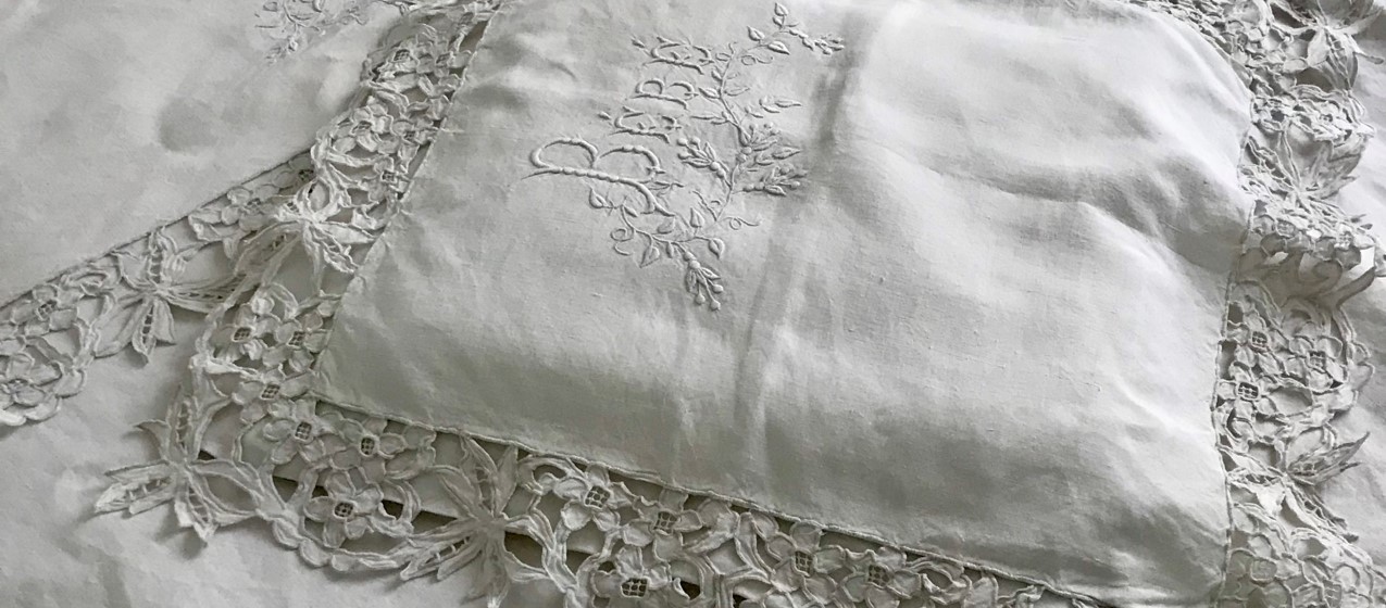 T3115 フランスアンティークレースドイリー4枚 コットン/リネン