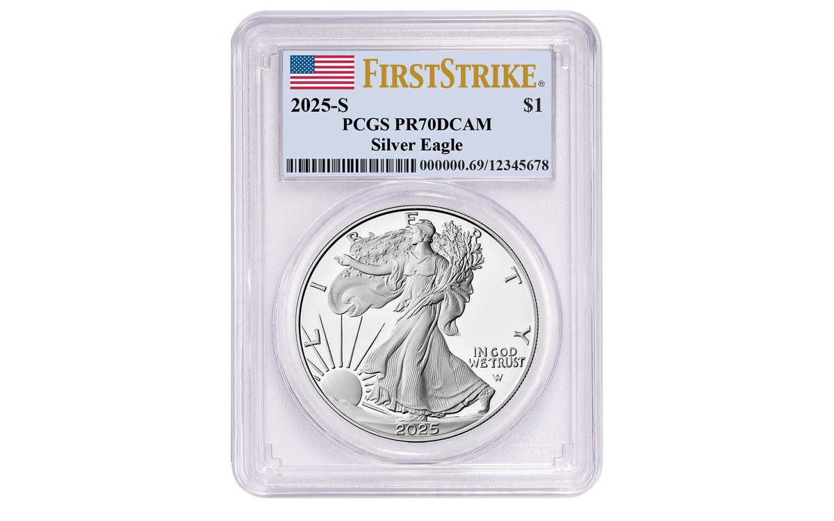 2021 $1 1-oz Silver Eagle PCGS MS70 FS 3-pc Set w/Red, White