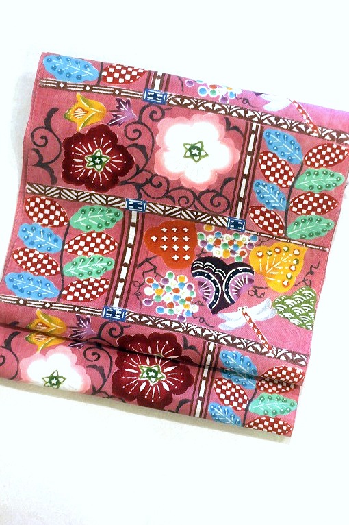 型絵染九寸名古屋帯/荒川眞理子・花園