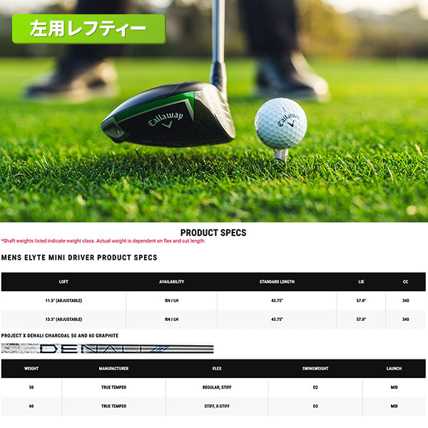 キャロウェイ エリート ミニ ドライバー レフティ プロジェクトX