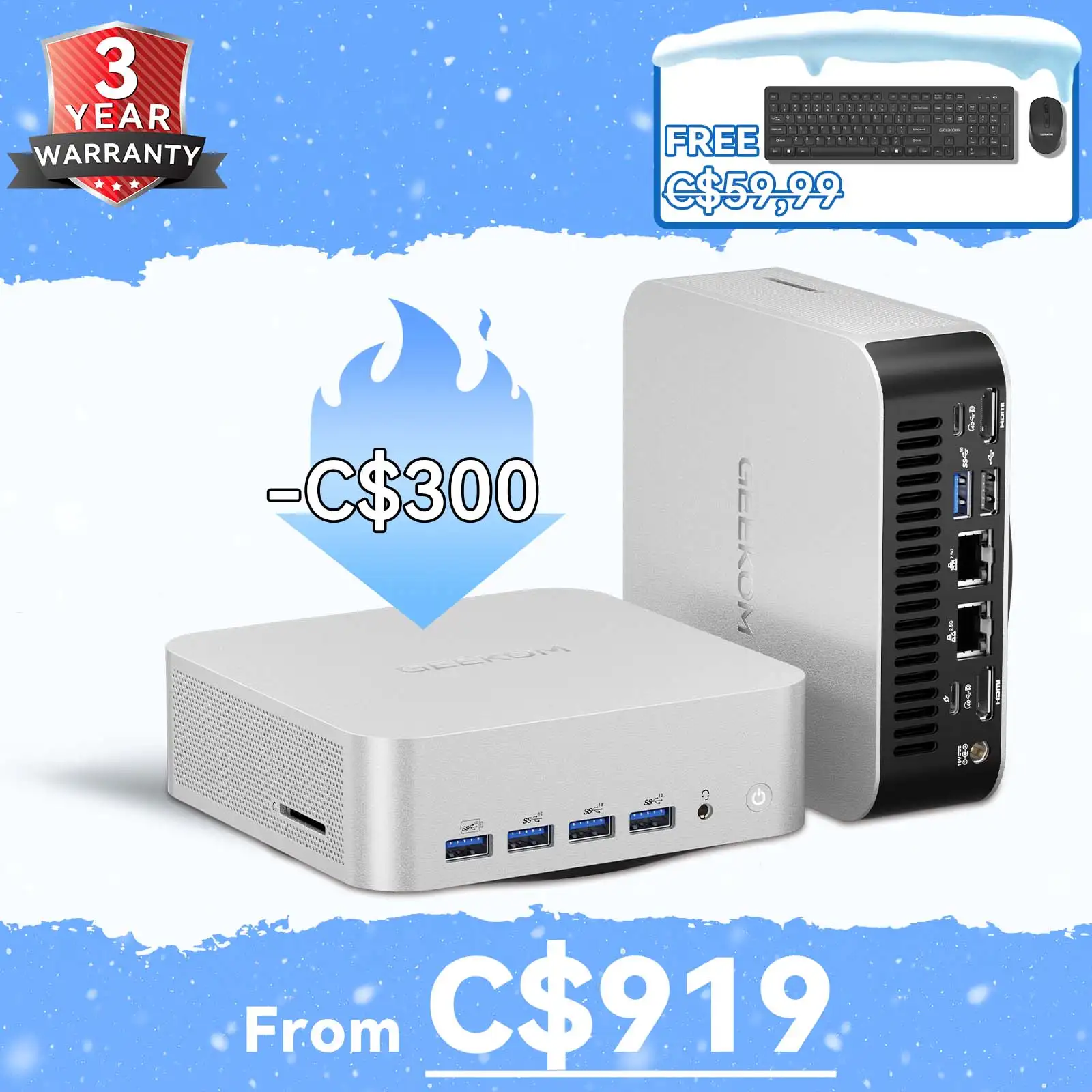 🔥Flash Sale🔥GEEKOM A8 Max AI Mini PC AMD Ryzen™ 9 8945HS | Ryzen