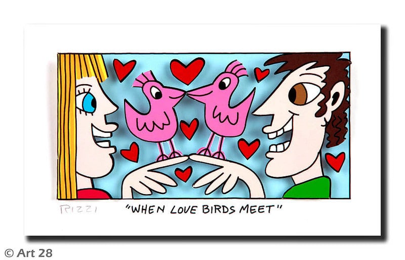 James Rizzi When Love Birds Meet - 3D-Bild