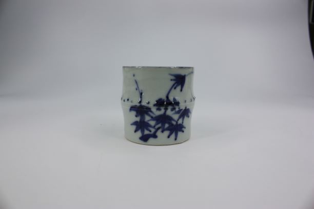 茶道具・古道具・京焼・染付・蓋置・染付竹ふし蓋置・川瀬満之造