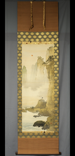 真作】田中頼璋/月下虫聲図/画賛/掛軸/名家伝来/AA-13