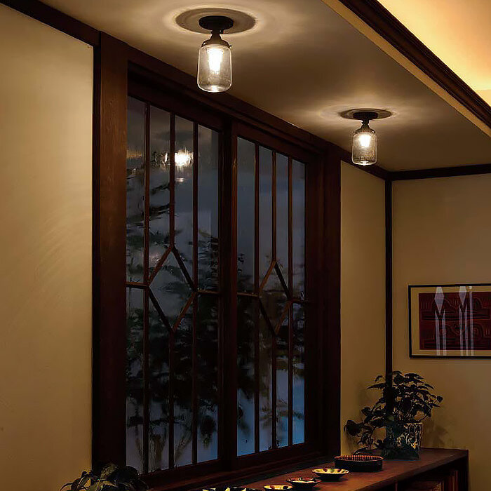 趣あるノスタルジックな小型レトロシーリングライト｜和の空間の