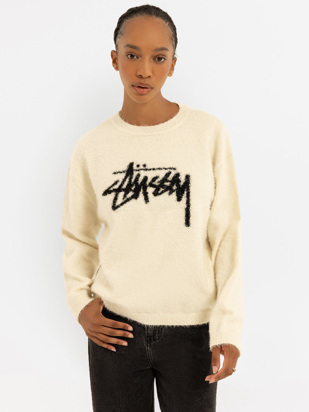 Stussy Stock Oversized Knit Cream | Glue Store