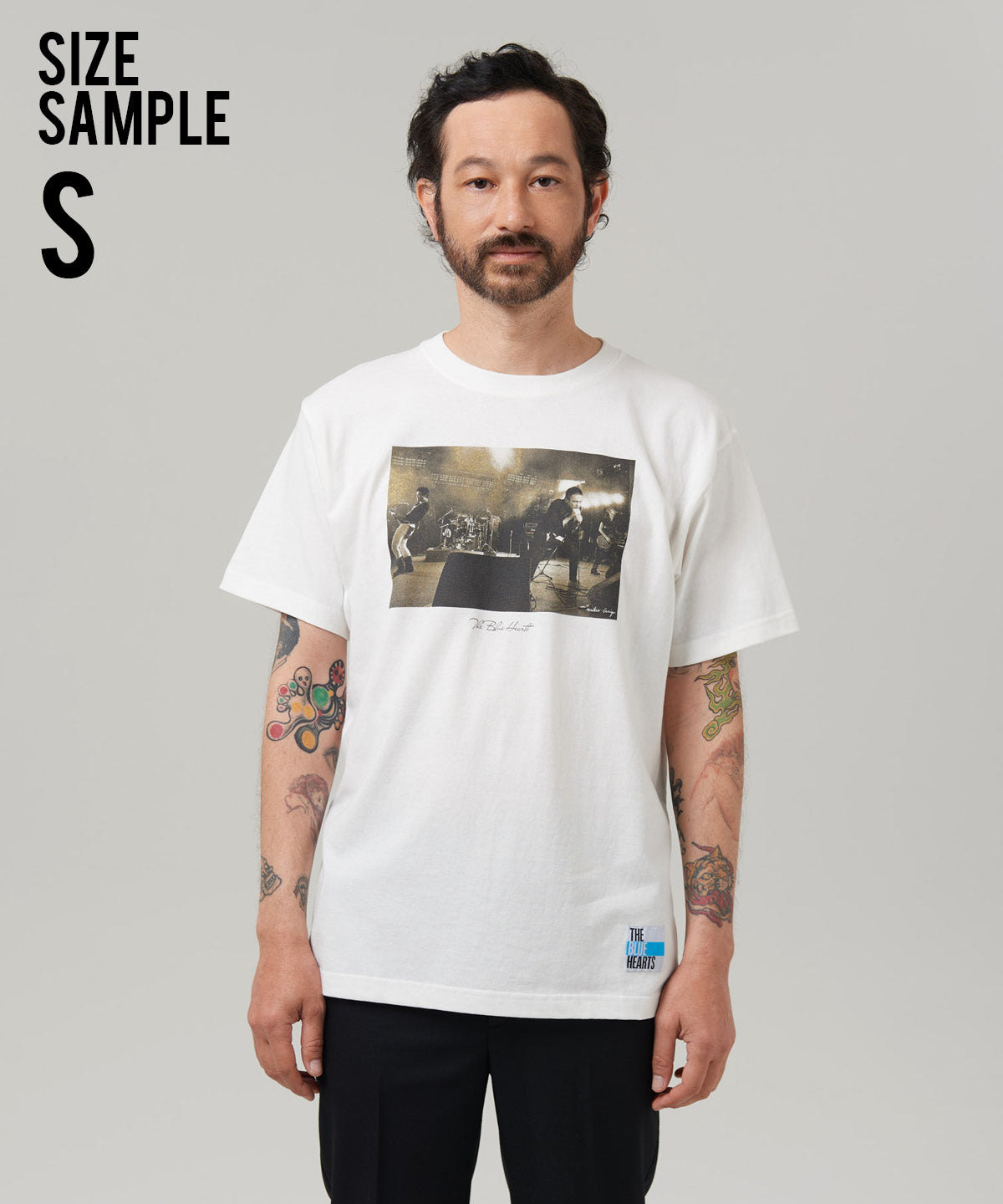 GB0325/BH03 : THE BLUE HEARTS Gold Print T-Shirt / ザ