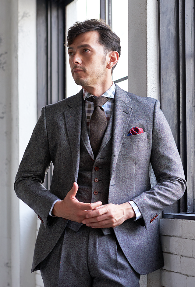 グレースーツ・無地のコーディネート（DORMEUIL）｜460011｜オーダー