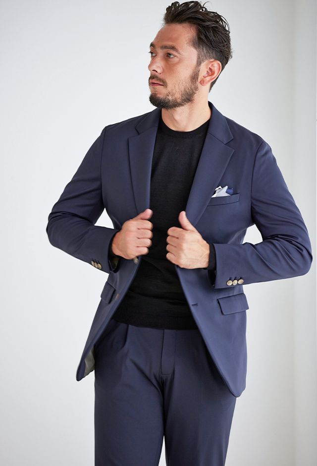 ネイビーセットアップ・無地のコーディネート（SET UP FABRIC）｜2