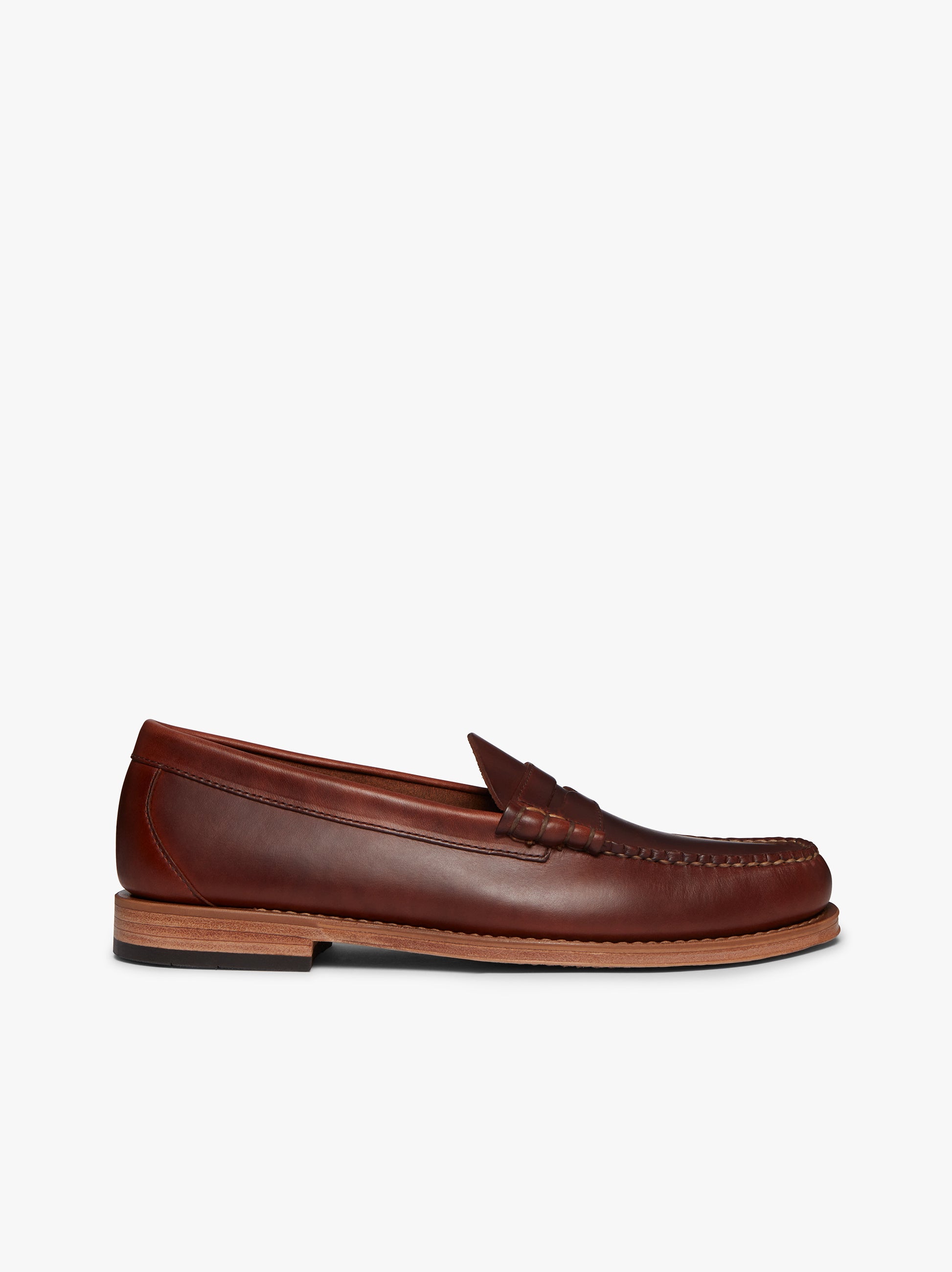 Mens Weejuns Larson Penny Loafers In Brown Pull Up Leather - G.H.