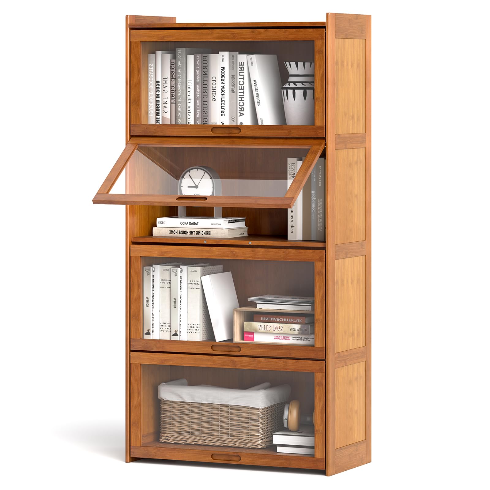 Giantex 4-Tier Bookcase with Clear Doors, 55