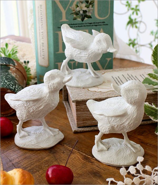 アヒル 鳥 ダック 置物 オブジェ おしゃれ 3羽 セット 小さめ かわいい