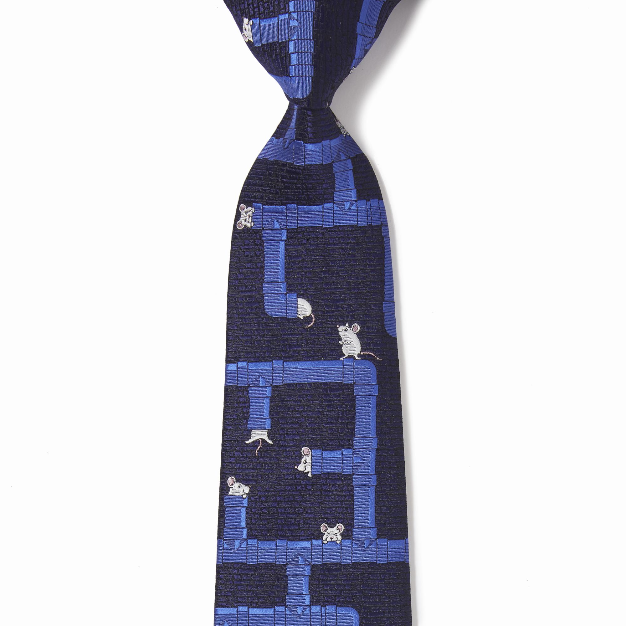ねずみの迷路(ネイビー): ネクタイ | 銀座田屋