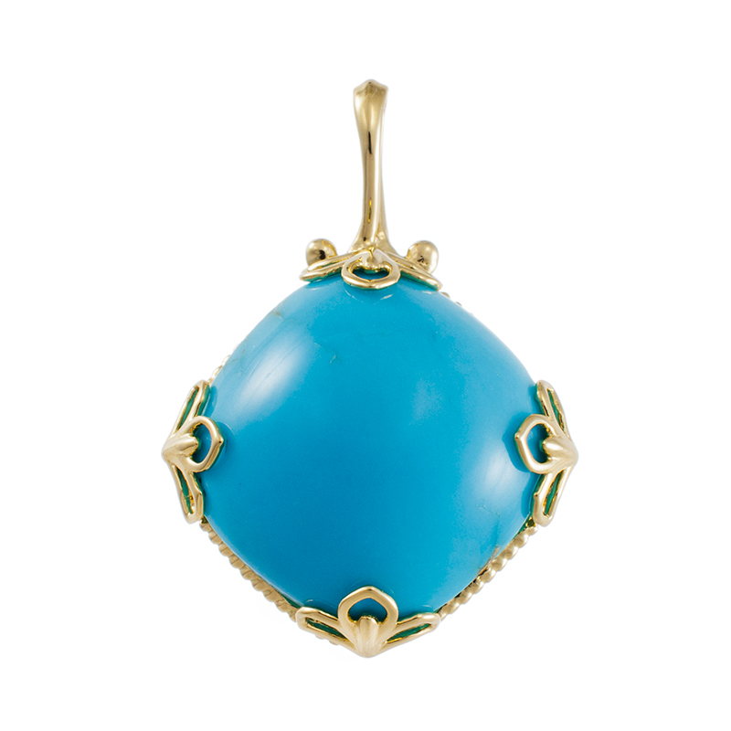 GSTV K18YGスリーピングビューティーターコイズペンダントブローチ