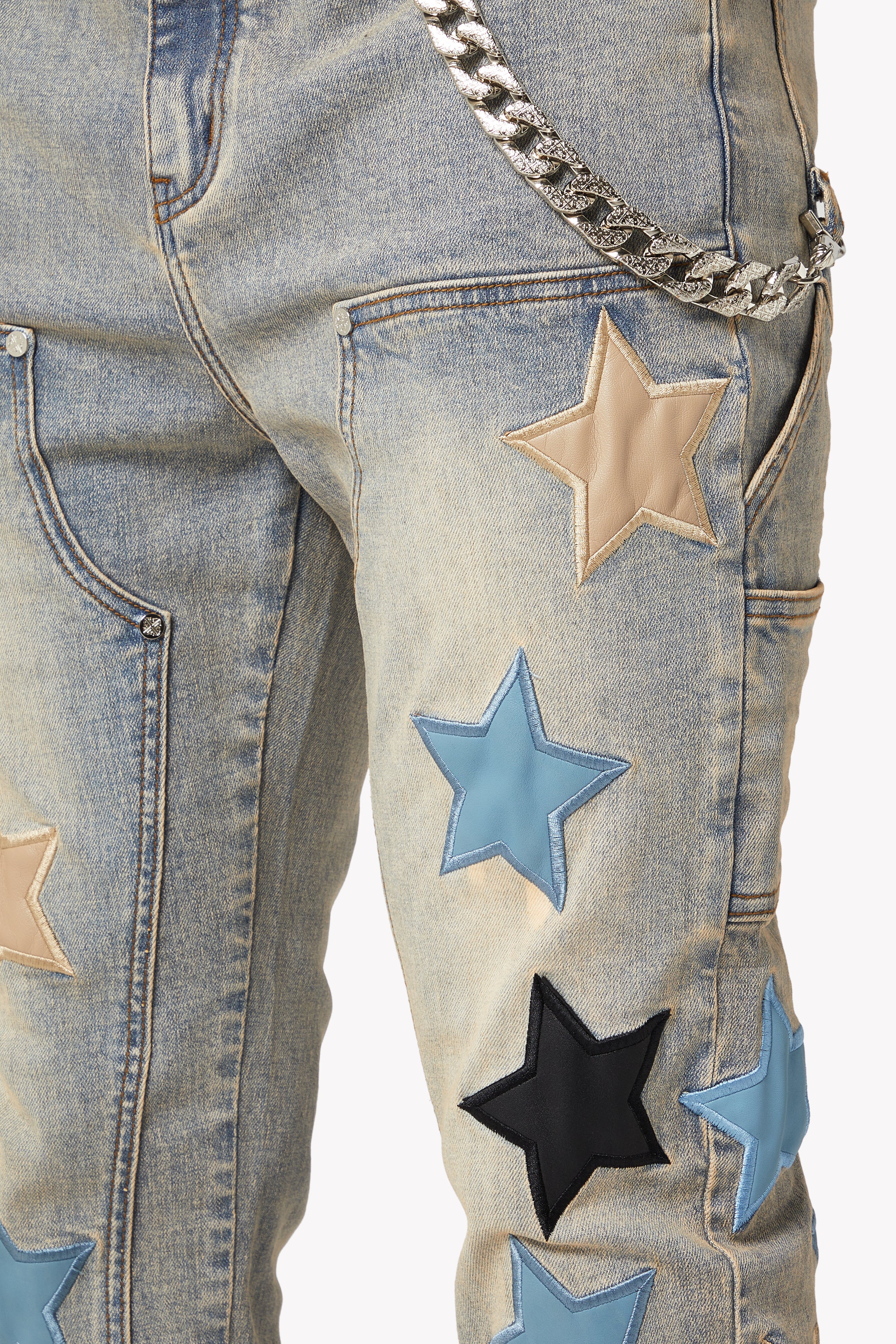 Powder Blue Vintage Stars Denim – GUAPI CLOTHING FZ-LLC