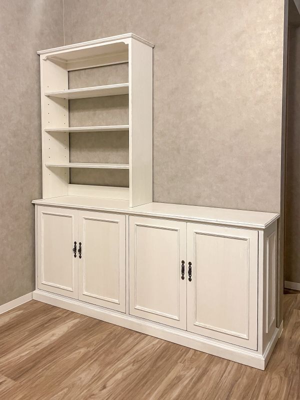 オークアンティークキャビネットW1800シャビーホワイト@大阪東京名古屋