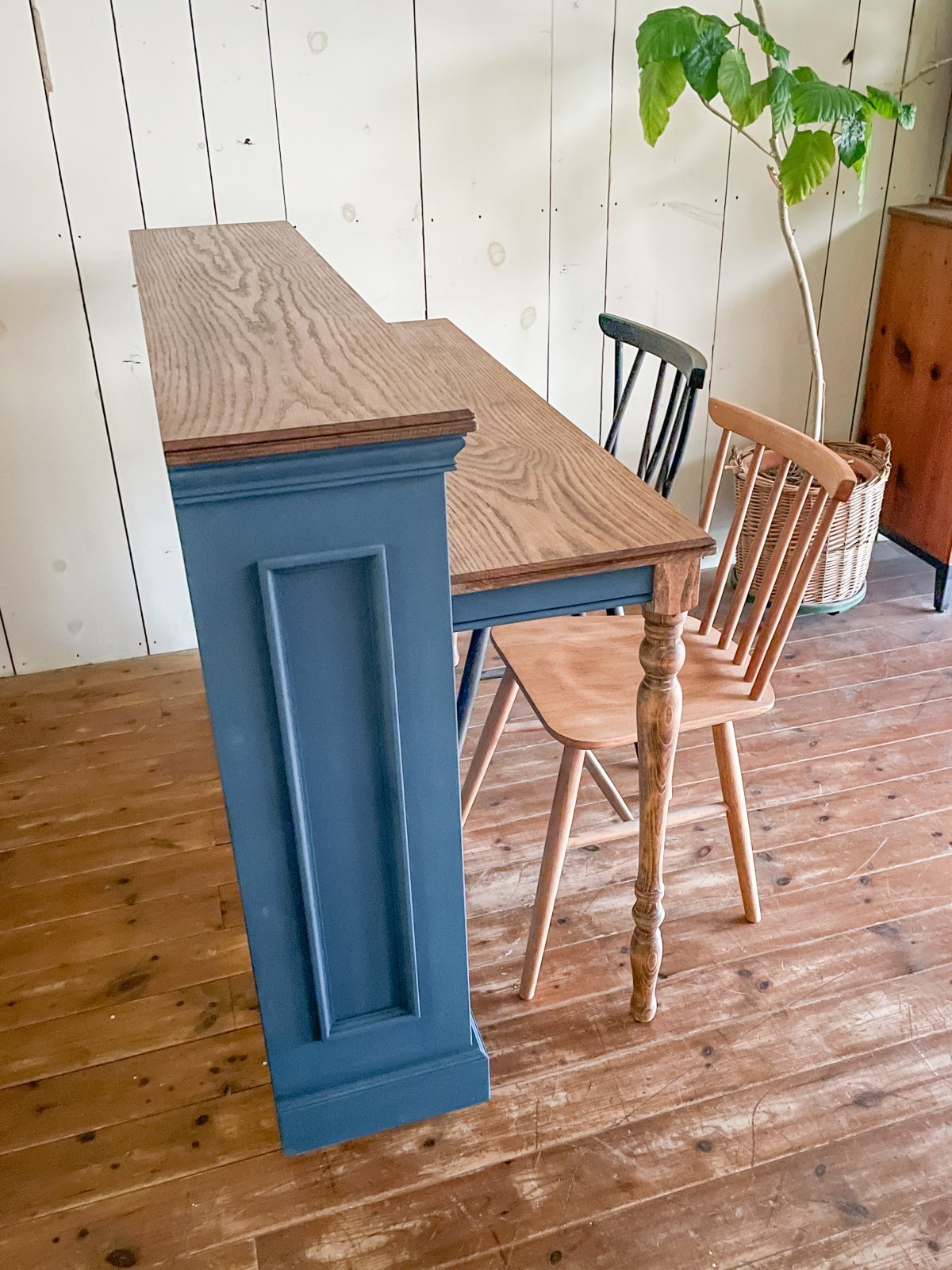 ホワイトオーク材カウンターテーブルW1300キッチン向けバーカウンター