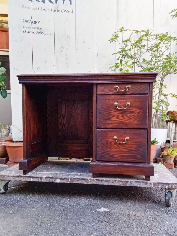 オークアンティークデスクW1000片袖デスクのオーダーメイド@大阪東京