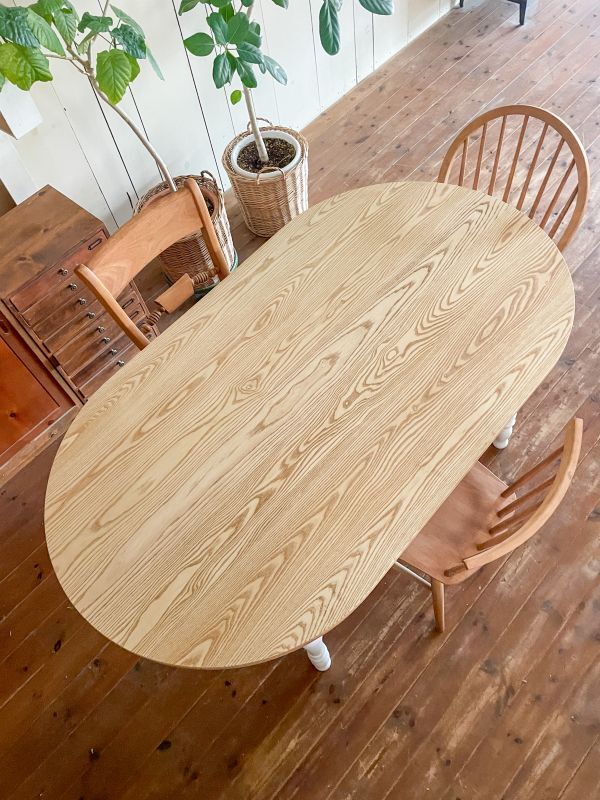 アンティーク調オーバルダイニングテーブルW1600ろくろ足@大阪東京名古屋