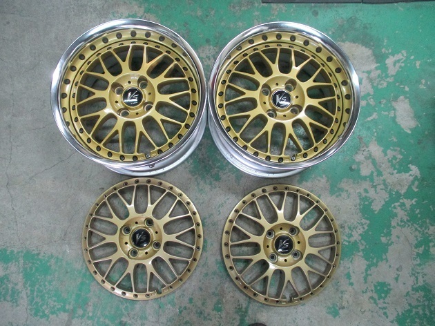 WORK VS-XX 15インチホイールのディスク再塗装＆リム交換リバレル