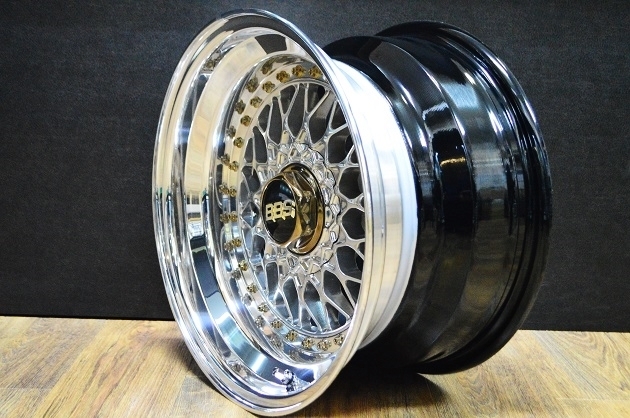BBS RS 15インチをリム交換16インチ化+PCD加工+バレル研磨｜アルミ