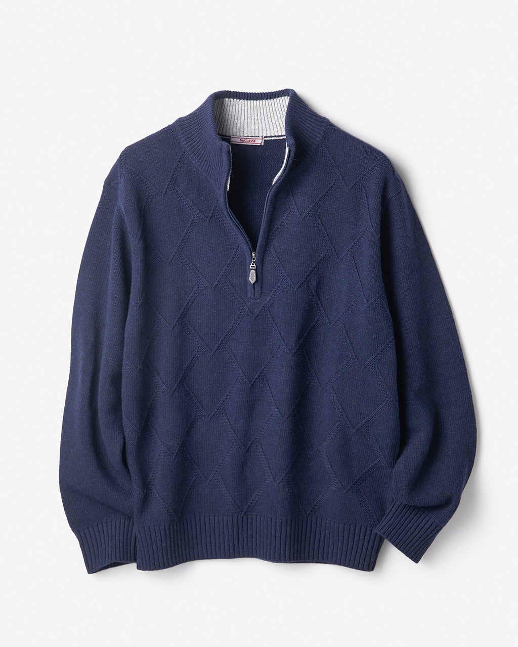 ウールブレンドダイヤ柄ハーフジップニット/DoCLASSE