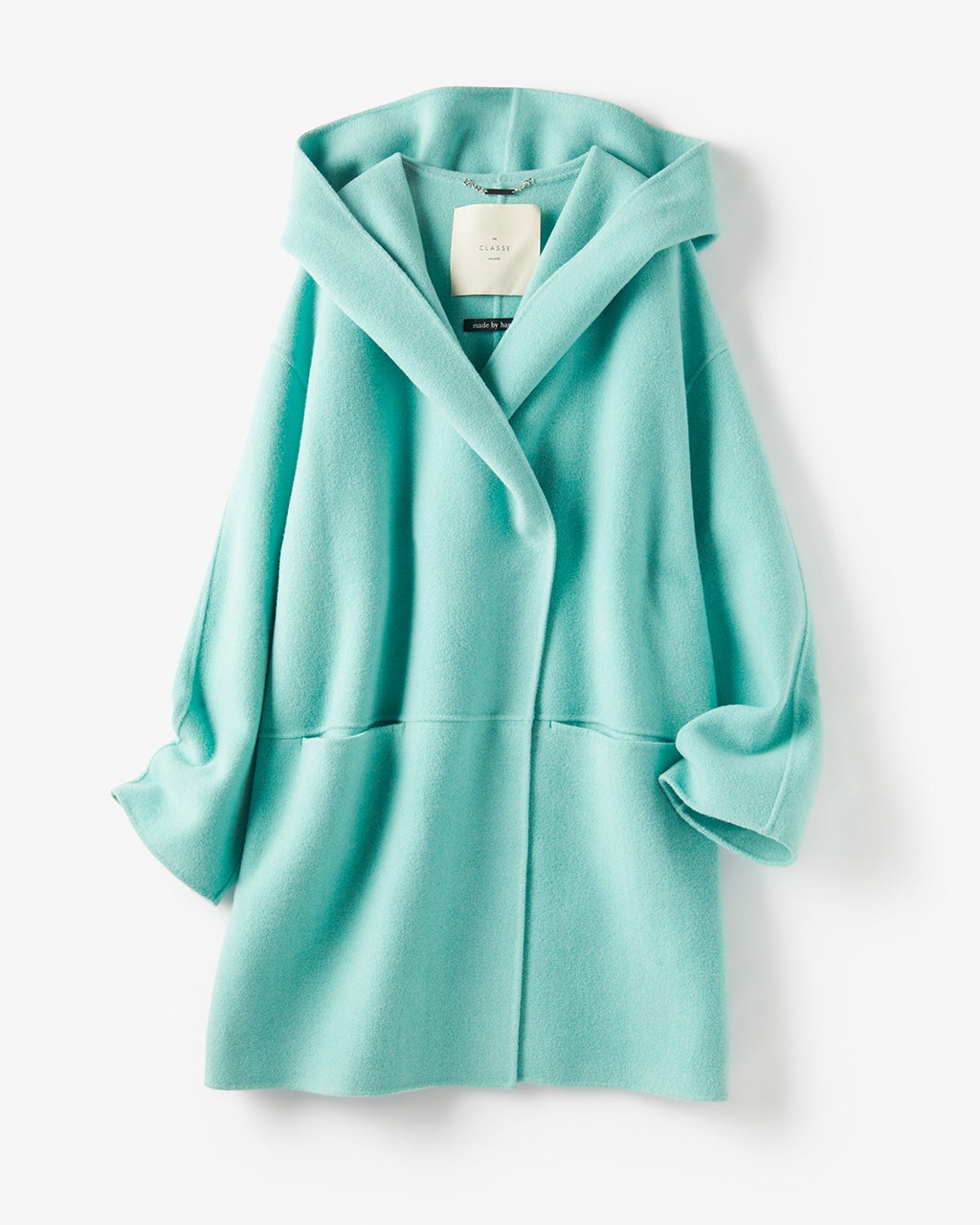 カシミヤ混ウールリバーコート／フーディ/DoCLASSE