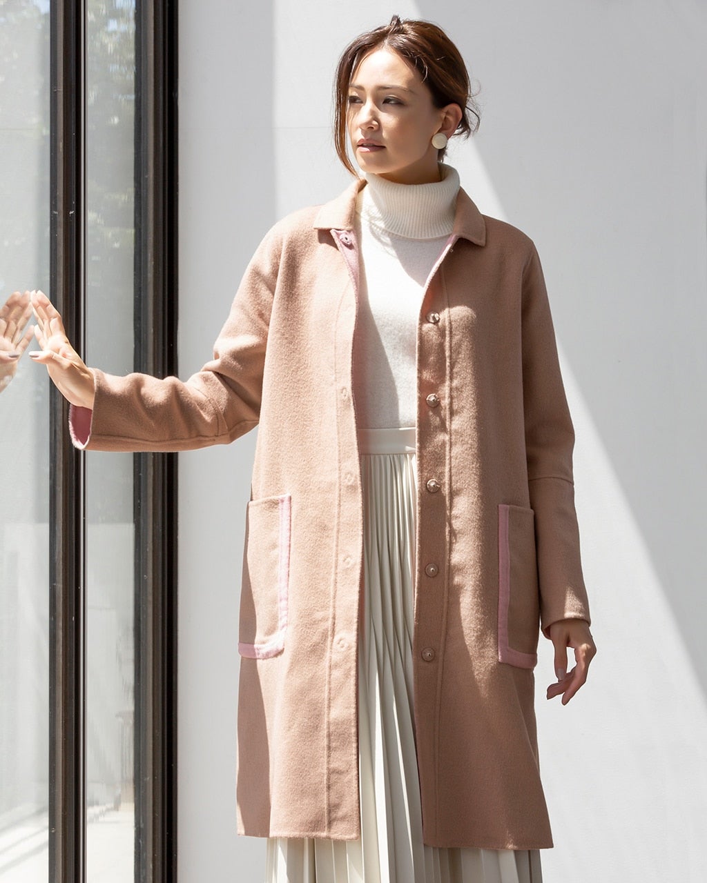 ダブルフェイス・ミニステンカラーコート/DoCLASSE