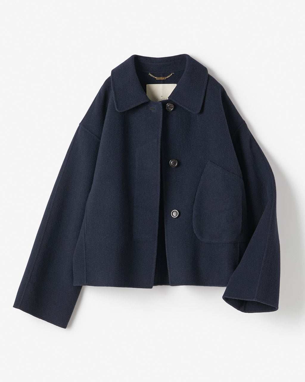 カシミヤ混ウールリバー・ショートコート/DoCLASSE