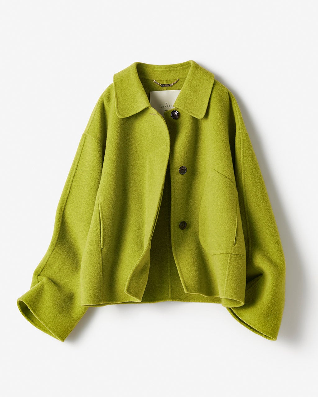 カシミヤ混ウールリバー・ショートコート/DoCLASSE