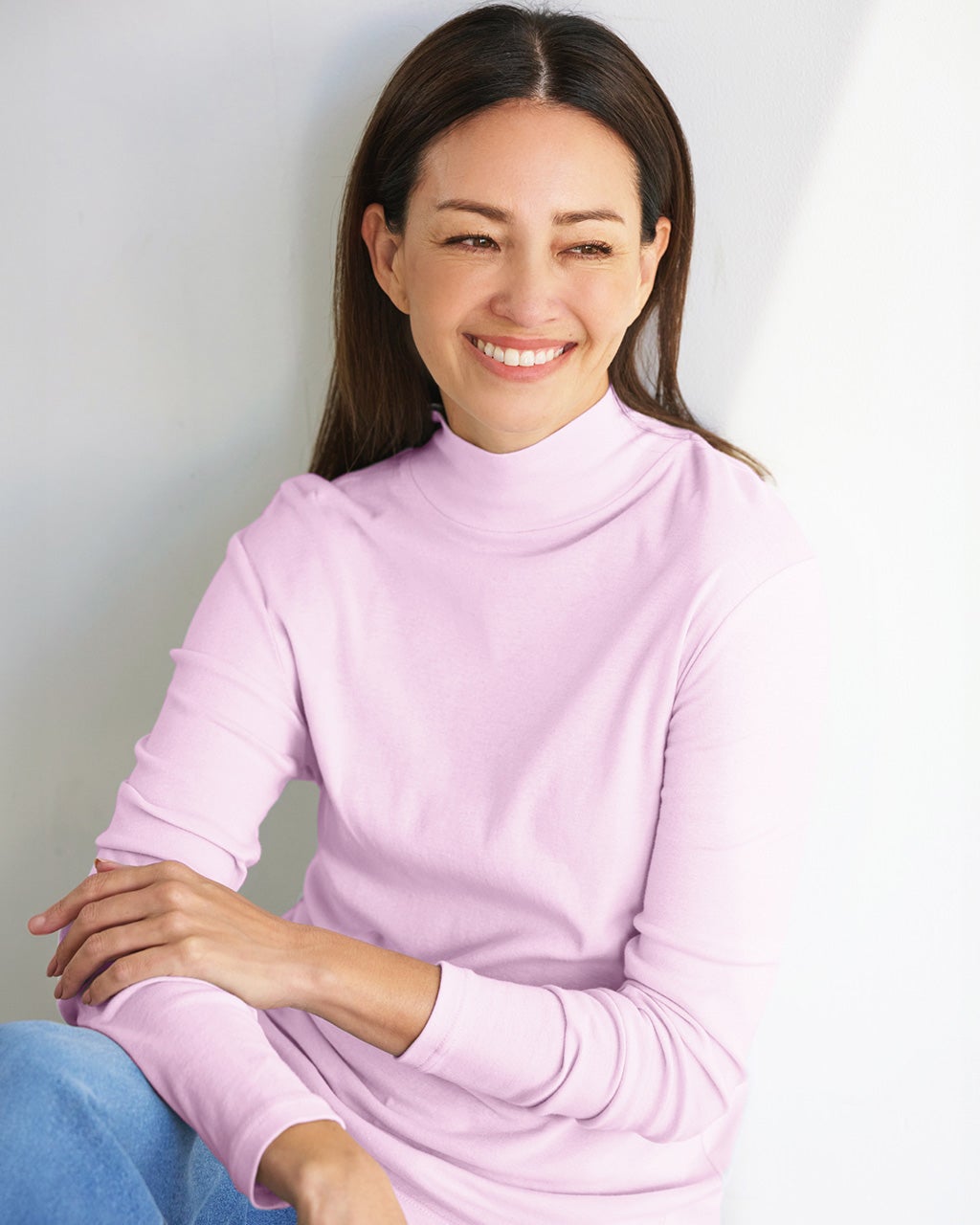 コットンガーゼ・ハイネック／衿高6cm/DoCLASSE