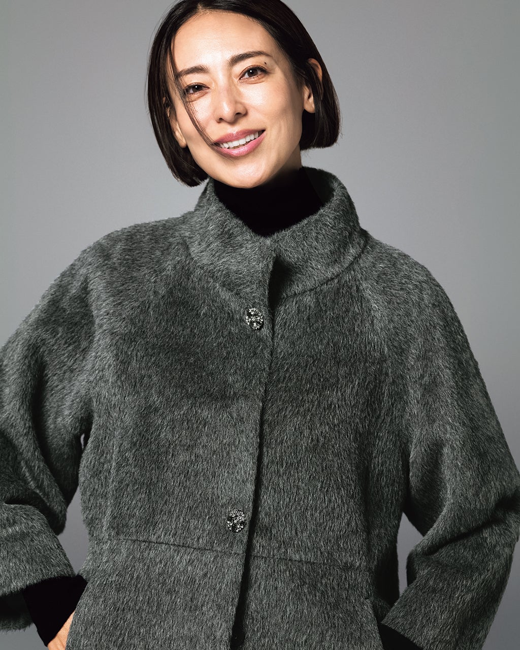 アルパカシャギー・スタンドショートコート/DoCLASSE