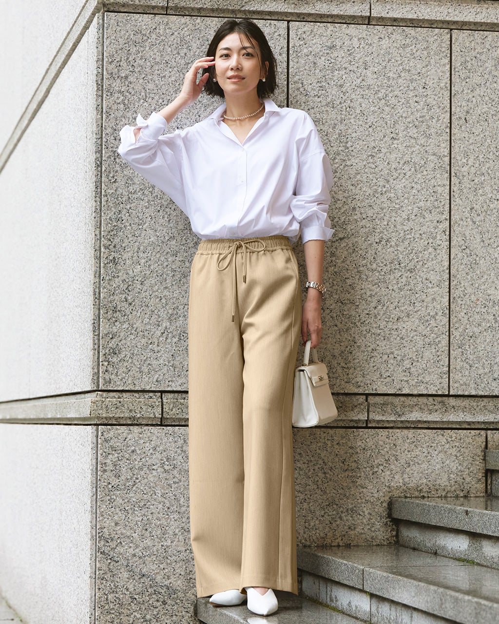 レディース ワイドパンツ（ベージュ）一覧/40代50代からのファッション