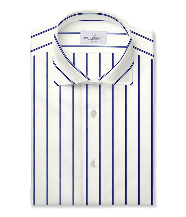 SIDOGRAS】ブルー ブロード ストライプ ドレスシャツ | 土井縫工所