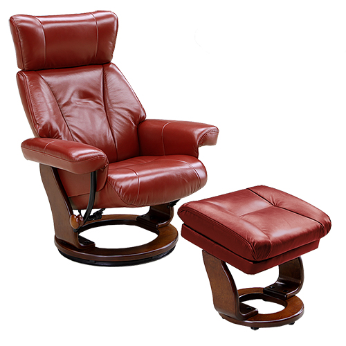 リクライナー オットマン付き 本革 ルビーレッド 157264 関家具