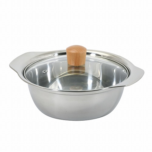 和楽庵 ステンレス製ガラス蓋付よせ鍋20cm HC-0374 パール金属