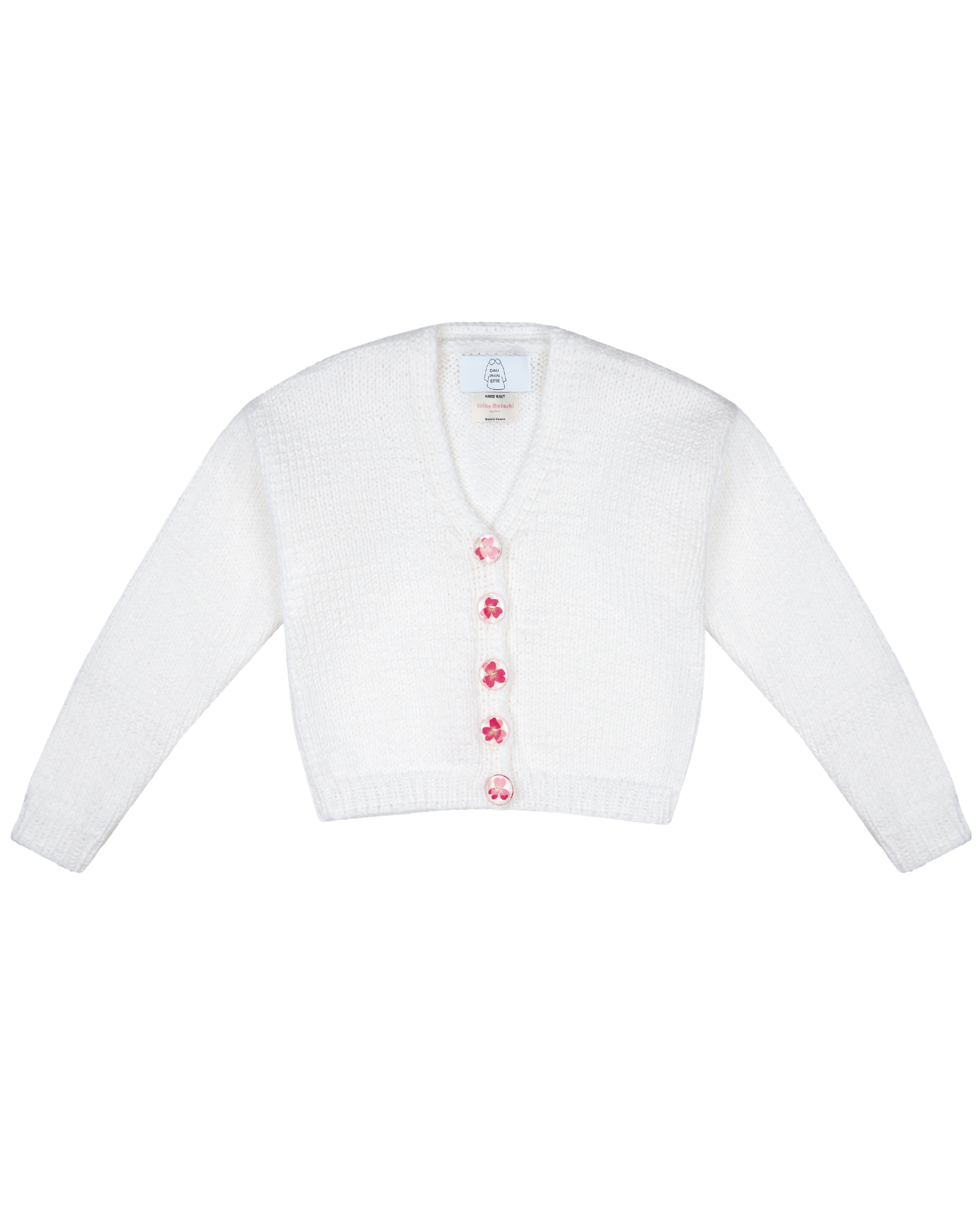 Snow Flora Cardigan with Heart Rose Petal Buttons – Dauphinette