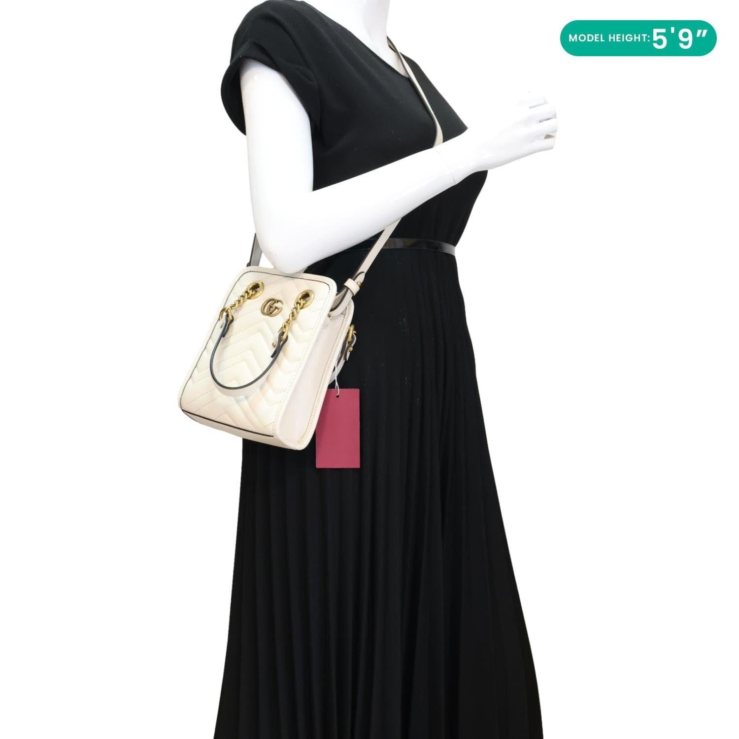 Gucci GG Marmont Mini White Matelasse Tote Shoulder Bag