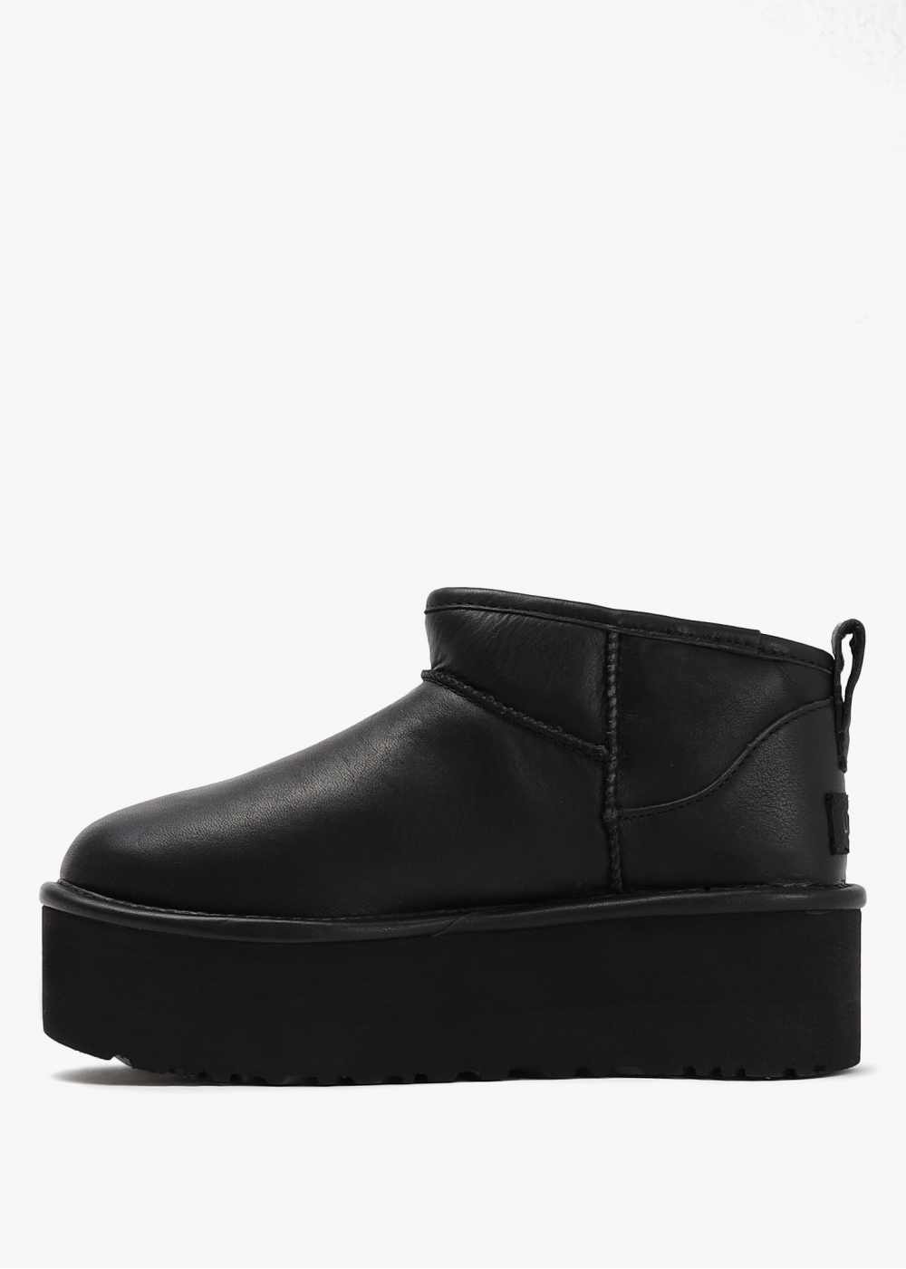 UGG® Classic Ultra Mini Black Leather Platform Boots
