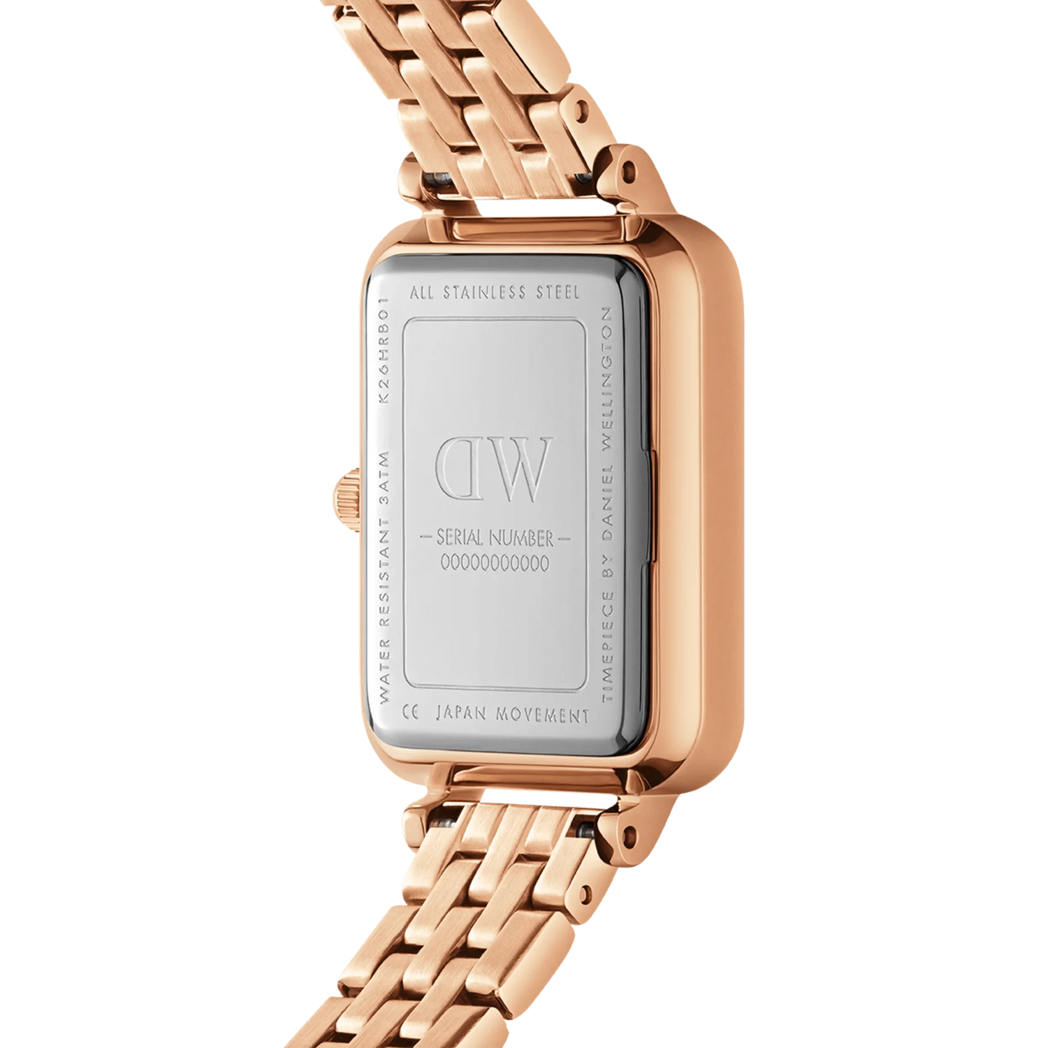 Quadro Bezel white dial watch - with rose gold strap | DW