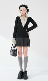 シャツドッキングプリーツミニワンピース – Darich (ダーリッチ)