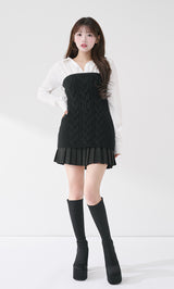 シャツドッキングプリーツニットミニワンピース – Darich (ダーリッチ)