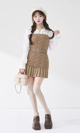 シャツドッキングプリーツニットミニワンピース – Darich (ダーリッチ)