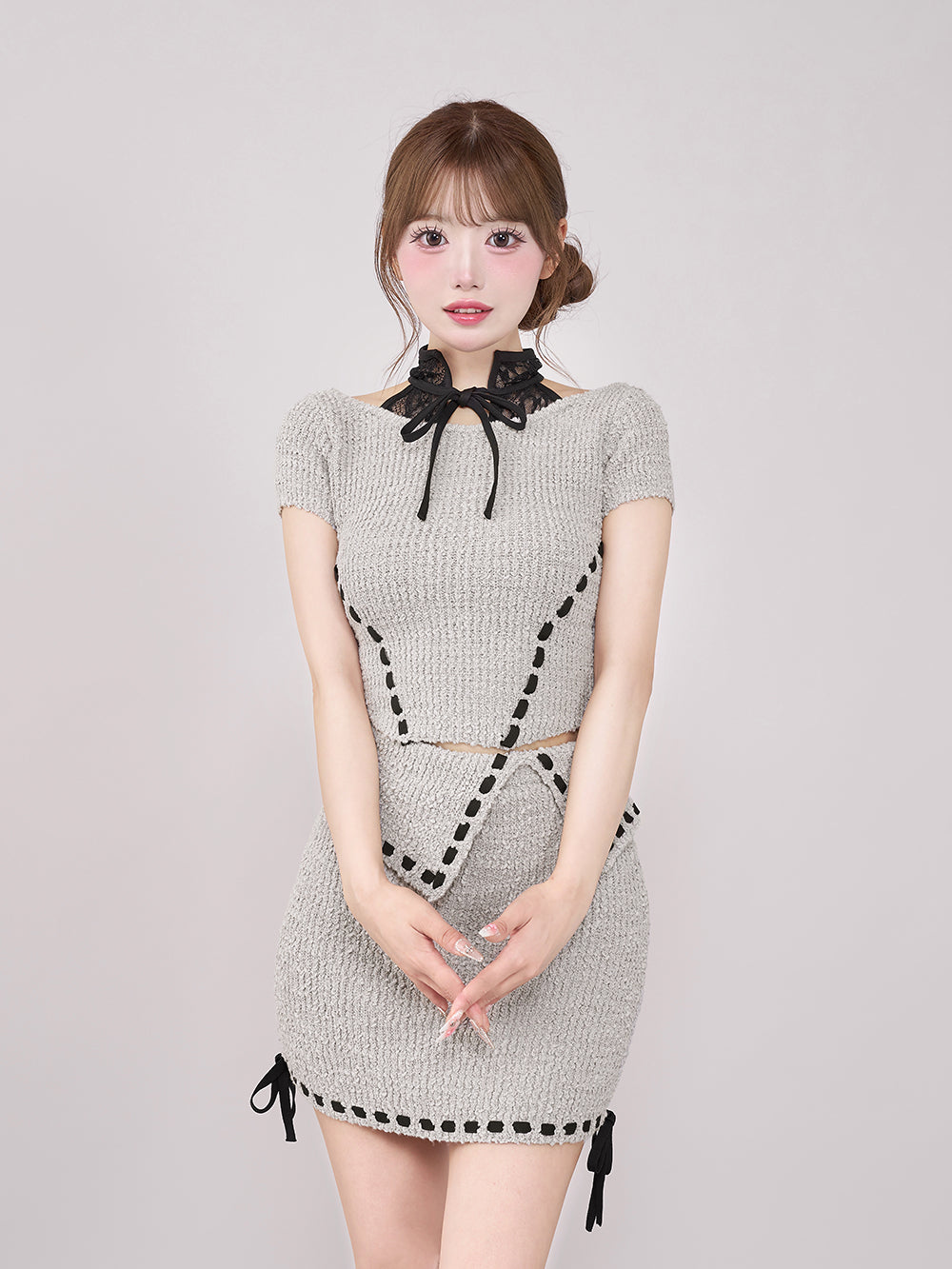 レイヤードライクボウタイニットミニワンピース – Darich (ダーリッチ)