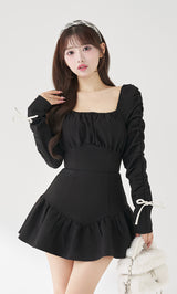 スクエアネックギャザーミニワンピース – Darich (ダーリッチ)
