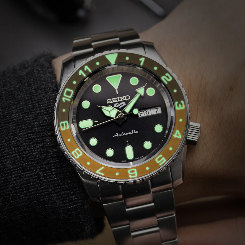 Sapphire Insert - SKX Dual Time Olive X Mustard - Luminous Green