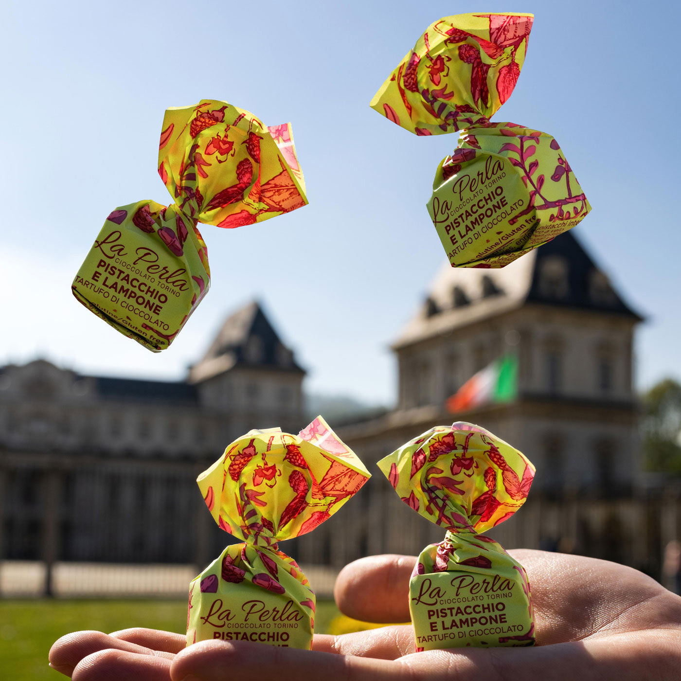 La Perla di Torino Pistachio and Raspberry Chocolate Truffle